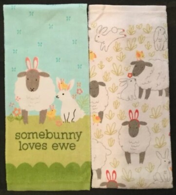 NEW Set Of 2 Easter Sheep Pets Spring Holiday Kitchen Dish Hand Tea Towels