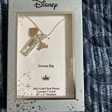 Disney 14Kt Gold Flash Plated necklace  Dream Big  Princess Rose Gold Tiara NEW