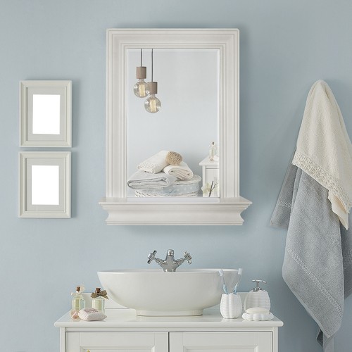 Teamson Home Stratford Wooden Wall Mirror with Storage Shelf, White - Picture 4 of 9