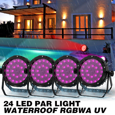 4pcs 24*18W Wasserdichte RGBWA UV LED PAR Bühnenlicht DMX Strahl Outdoor Party