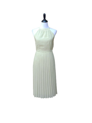 Japna Green Print Halter Dress SIZE MEDIUM Pleated Sleeveless NWT Style #31618
