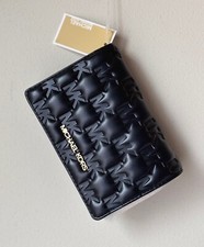 Michael Kors Jet Set Quilted MK Logo Medium Bifold Wallet - Black NWT Note