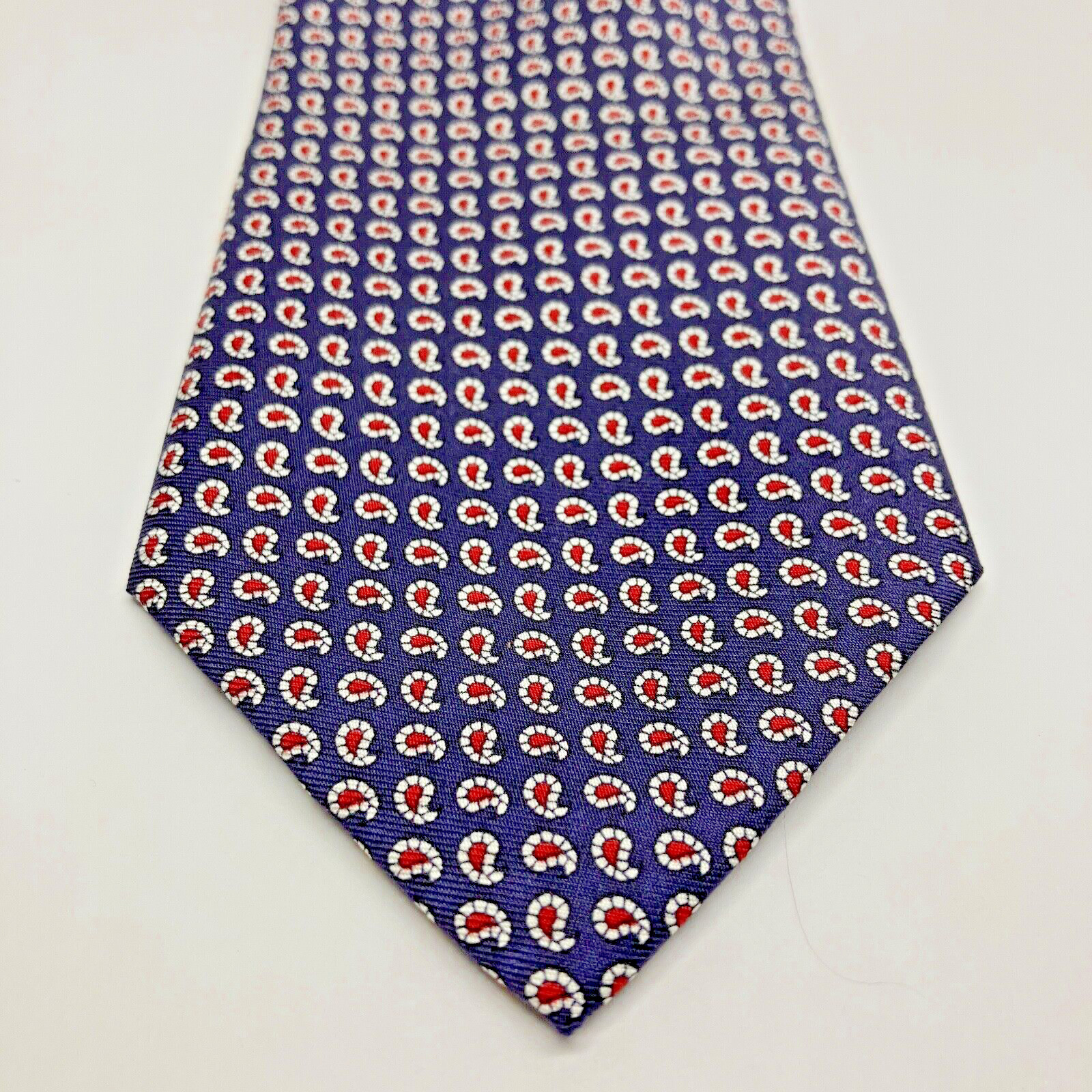 Ralph Lauren Tie Vintage Handmade Polo Blue Red Mini Paisley Print Silk Necktie