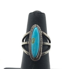 Vintage 925 Sterling Silver Turquoise Southwestern Band Ring Size 5