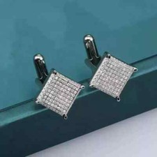 2.00Ct Round Cut Lab Created Diamond Cufflinks For Men's 14k White Gold Plated