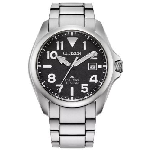 Citizen Men's Land Date Eco-Drive Silver Stainless Steel Watch 41 MM BN0241-59H