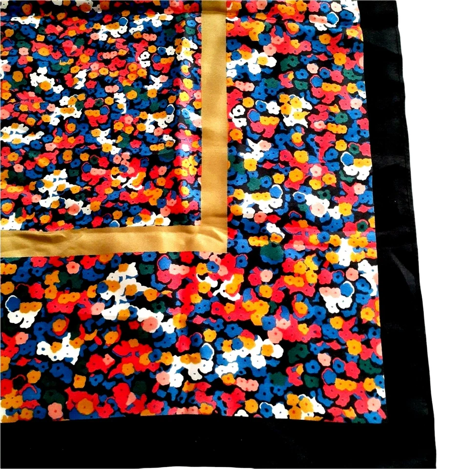 Bufanda de Seda De Colección Viva Las Vegas Brillante Multicolor Flores Cuadrada 25" VLV Foto 4 de 4