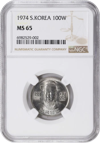 KOREA, SOUTH. 100 Won, 1974. NGC MS-65.#44366