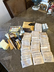 HUGE Lot Vintage Stained Glass Paint Supplies REUSCHE Old Style Pigments & Tools