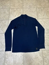 Mountain Warehouse Extreme Shirt Men LG Blue Merino Blend Base Layer 1/4 Zip