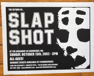 SLAPSHOT Vintage 2002 Gig Flyer The Hideaway Cambridge MA Boston Hardcore Punk