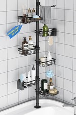 Shower Caddy Organizer Tension Pole, Rustproof 4 Tier Corner Shower Rack with
