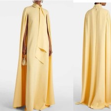 Oscar De La Renta Gown With Cape Yellow Sz L $ 6900
