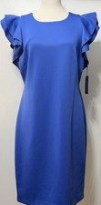 NEW Tommy Hilfiger Blue Scuba Flutter Sleeve Sheath Dress Size 12 NWT $99