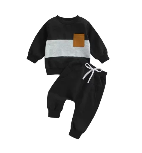 Baby Boy Black Clothes Winter Outfits Long Sleeve Contrast Color Pullover
Opens in a new window or t
