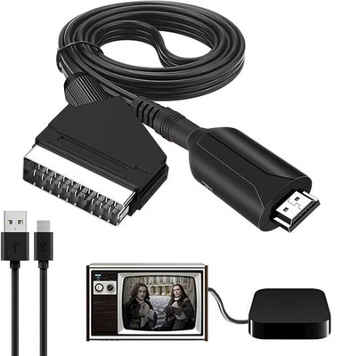 HDMI-Compatible to Scart Converter with 1m Cable Switch AV Adapter for HDTV