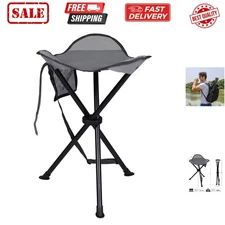 Tall Folding Tripod Stool for Outdoor Camping Walking Hunting Hiking Fishing ...
