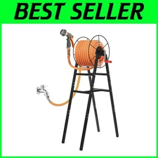 Ergonomic Metal Hose Holder - Freestanding Design for 150 Ft Garden Hose Storage
