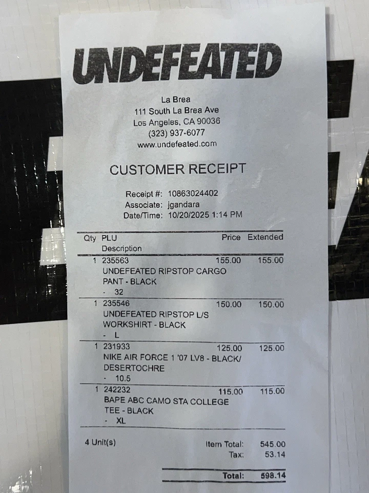 Camisa de Trabajo Undefeated Ripstop Negra Nueva Con Etiquetas-Grande Foto 3 de 3