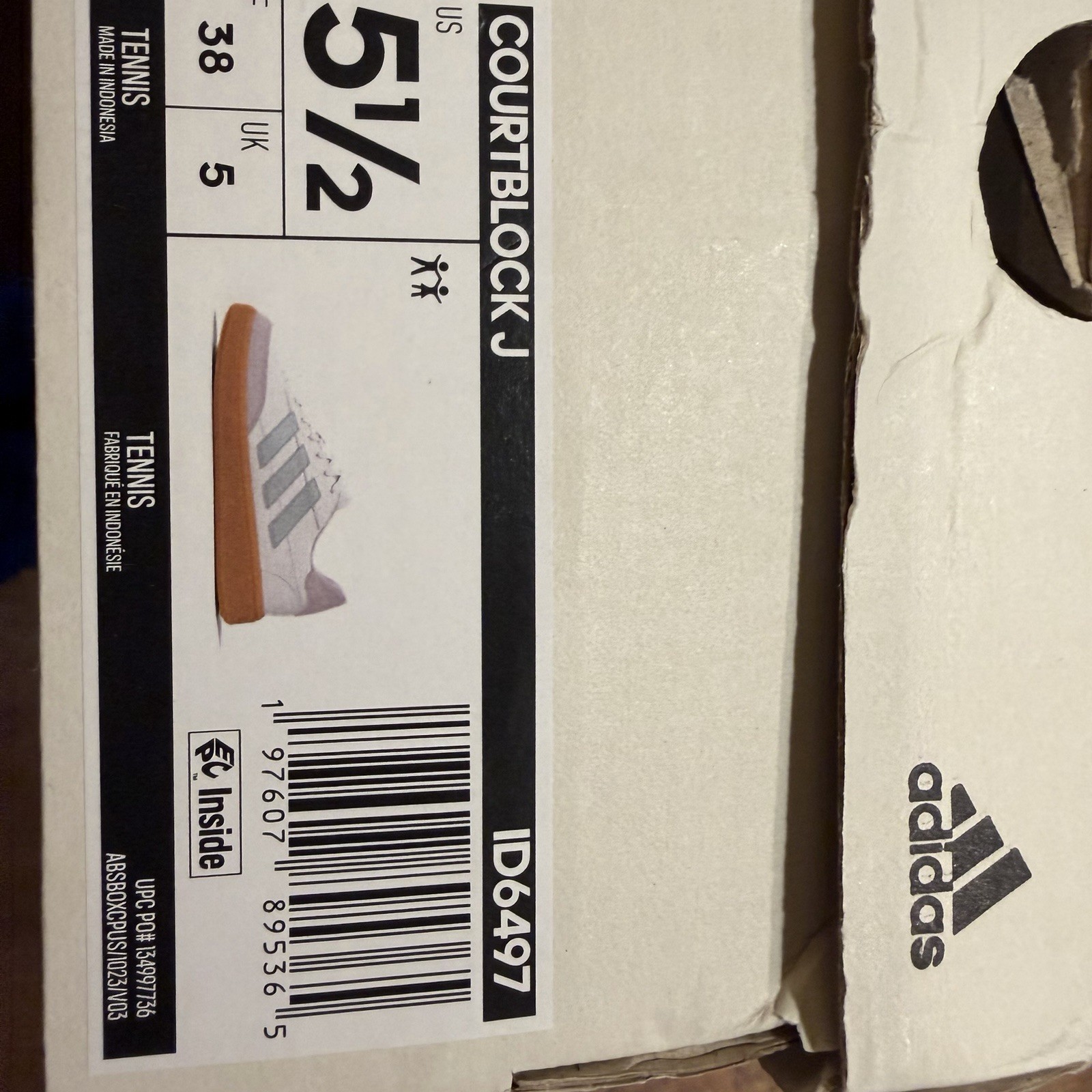 adidas Courtblock J Unisex Kids Sneaker White Pink Blue Gum US 5.5 Comfort thumbnail 4