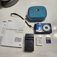 Nikon COOLPIX S630 12.0 MP Digital Camera Blue TESTED With Charger And Battery