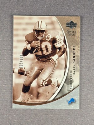 2004 Upper Deck Sweet Spot #104 Barry Sanders /100 Silver Detroit Lions