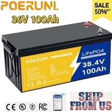 36V 100Ah Lithium Battery with LCD Monitor 4000+ Cycle For Golf Cart RV Off-Grid