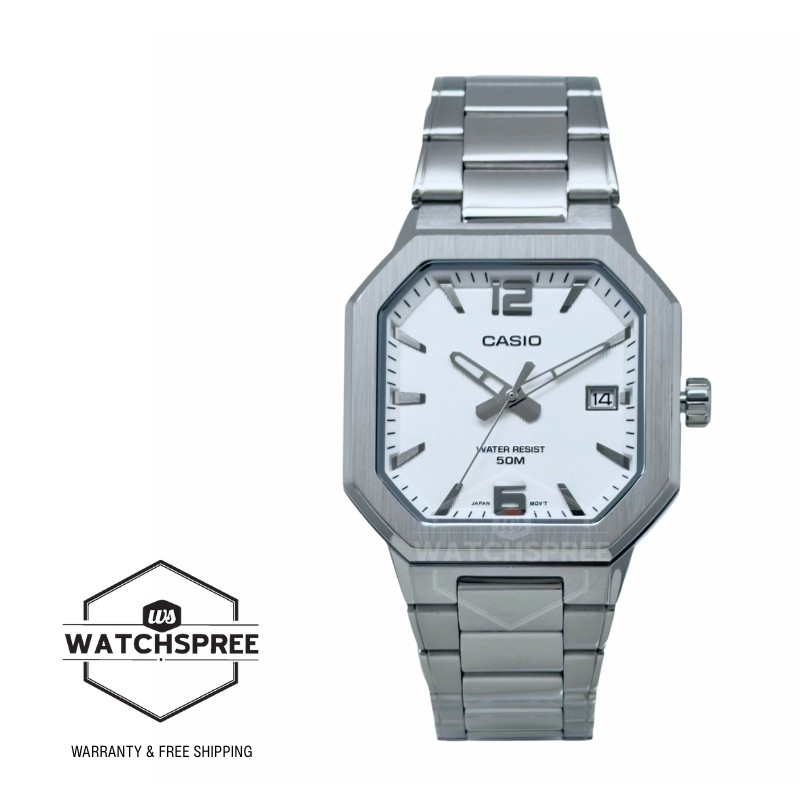 Casio Men's Analog Octagonal Dial Stainless Steel Band Watch MTP-B195D-7A