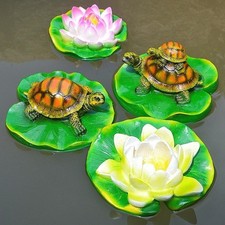 Lotus Leaf and Turtle Resin Water Feature Floating Decor for Fountain Use