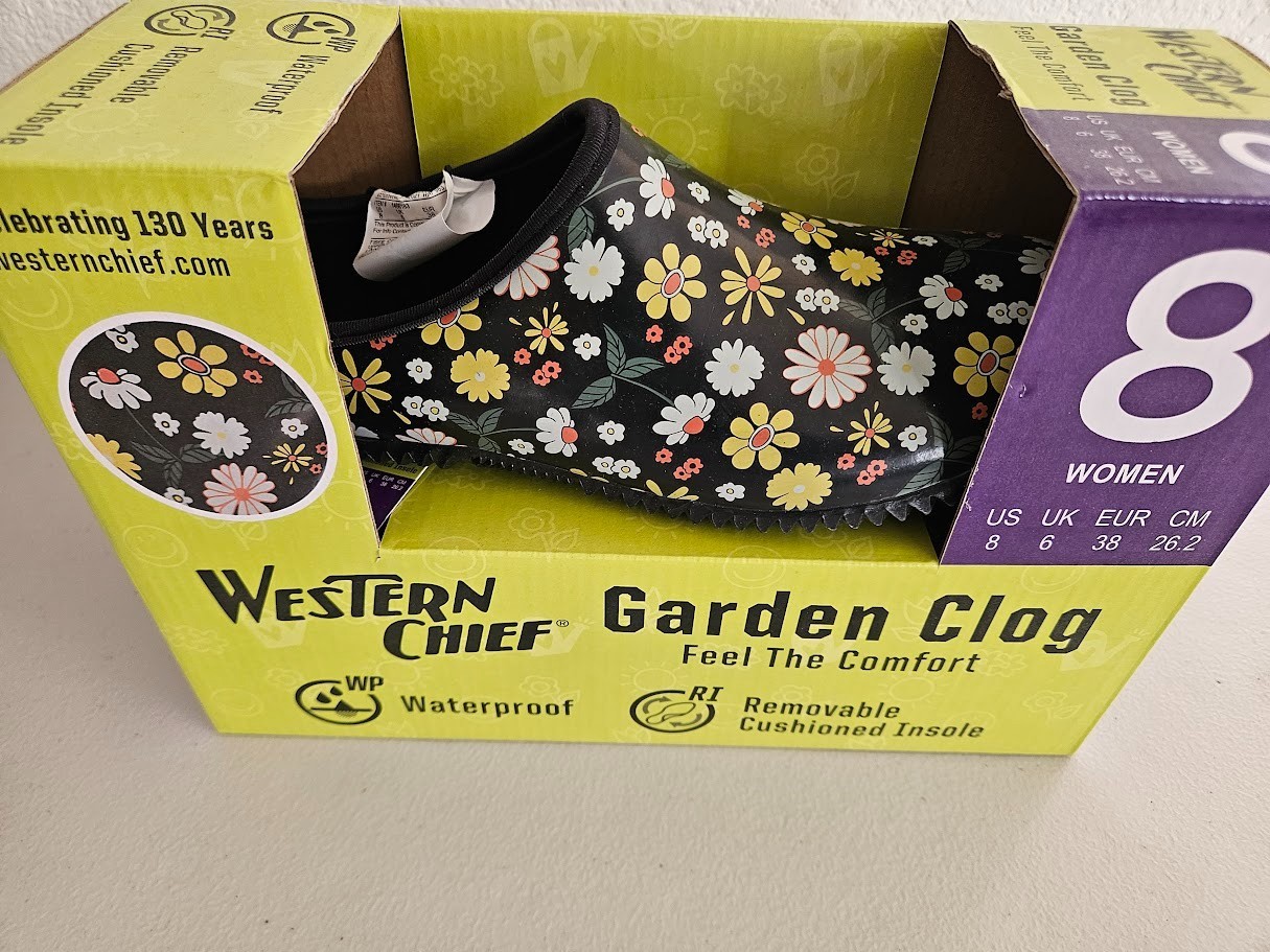 Western Chief Women's Slip On Garden Clog Size 8 - Petal Party Black New In Box