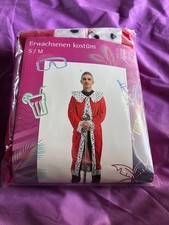 König Königin Umhang Größe S/M rot Samt schwarz weiß gepunktet Fell Karnval Neu