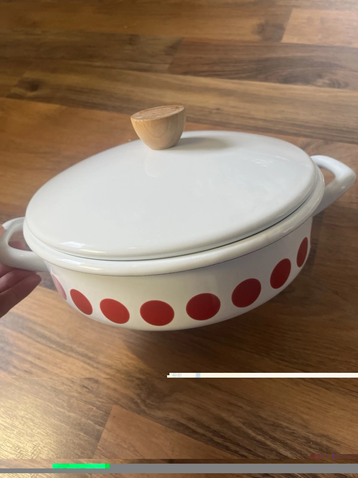 RARE Vintage Asahi Fossette Enamel Pot | Red Polka Dot | Induction IH | Japan