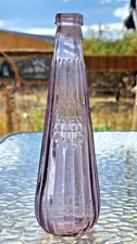 Antique J. Campbell Ribbed Catsup Ketchup Bottle Amethyst Hand-Blown Camden NJ