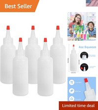 5Pcs Squeeze Bottles, 4 Oz Plastic Condiment Squeeze Bottles with Red Twist T...
