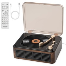 Gueray CD Player with Speakers HiFi Stereo Sound for Home,Bluetooth Wood