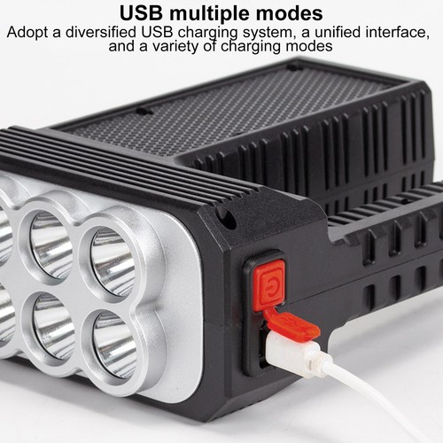 LED Solar Flashlight Multifunctional Emergency Hand Light 4 Mode Waterproof - Bild 5 von 24