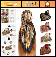 4Pcs Large Silk-Like Head Scarves for Women, Satin Hair Bandana Shawl 35