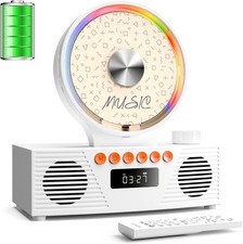 Retro CD Player with Bluetooth 5.3  Dual Speakers, 4000mAh Rechargeable, 6-in-1