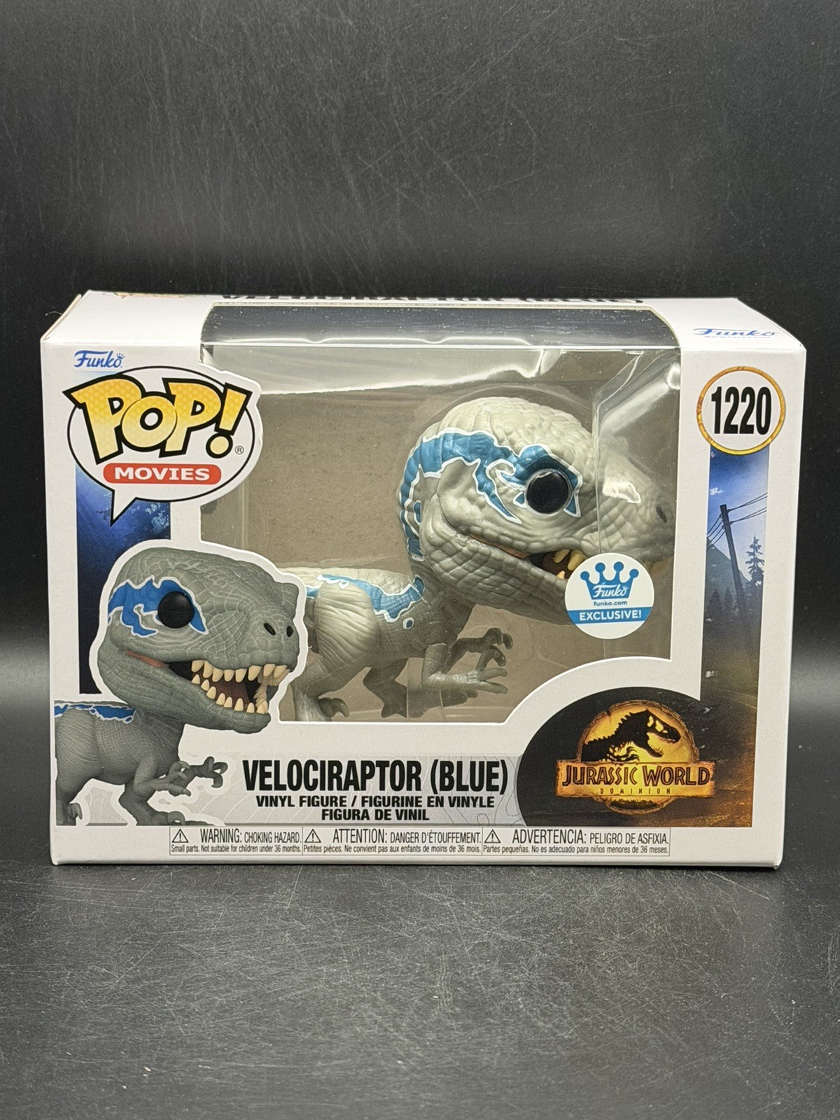 Funko Pop Jurassic World Velociraptor BLUE #1220 Funko EXCLUSIVE W/Protector 