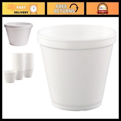 12 oz Foam Squat Containers - Case of 500, Disposable Food Packaging, Takeout Cu