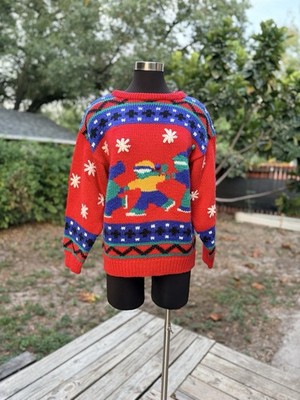 Vintage 80s 90s Amanda Smith Ice Skaters Holiday Pullover Sweater