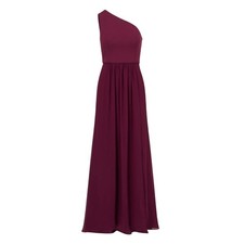 Adrianna Papell One-Shoulder Georgette Cassis Gown Size 8