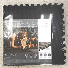 NORSK Reversible Foam Flooring 24 Sq Ft, 24 X 24 1 inch Foam Mats Gray/Blk 6 qty