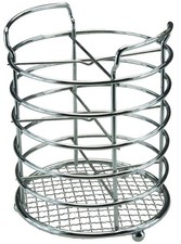 Image of Chrome Cutlery Holder Metal Utensil Caddy for Kitchen Tabletop Storage Drainer