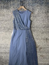 JS Collections Dress Womens 6 Blue Sequin Embellished Gown Evening Formal Maxi