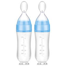 Baby Spoons 2 Pack Silicone Baby Food Feeder 3 oz Squeeze Feeding Spoon Toddl...