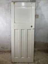 27 7/8"X 73 1/8" 1930s Internal Painted Pitch Pine Four Panel Door 1over3 Old