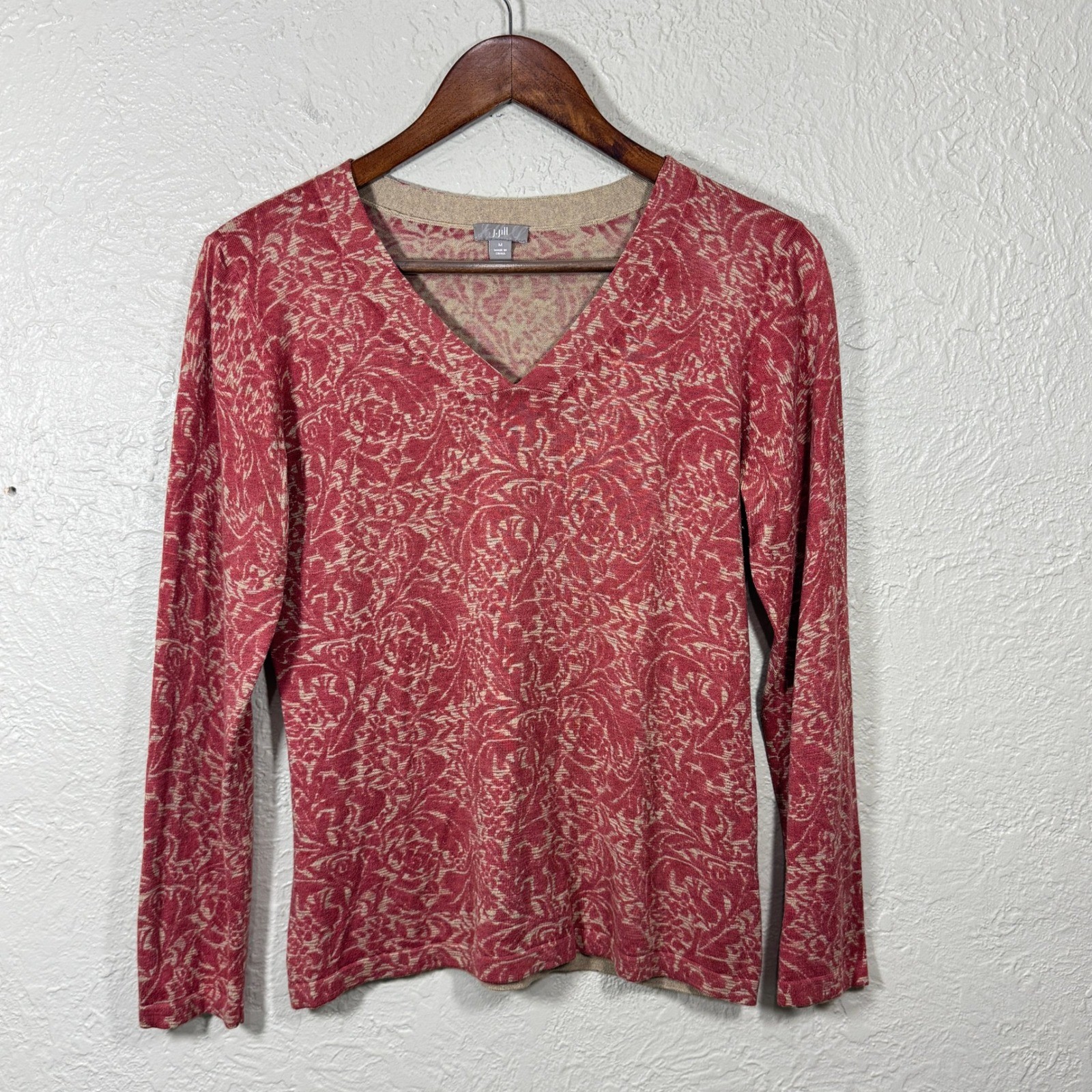 J Jill Sweater M Silk Cotton Cashmere Lightweight Stretch Old Money Artsy Luxury
