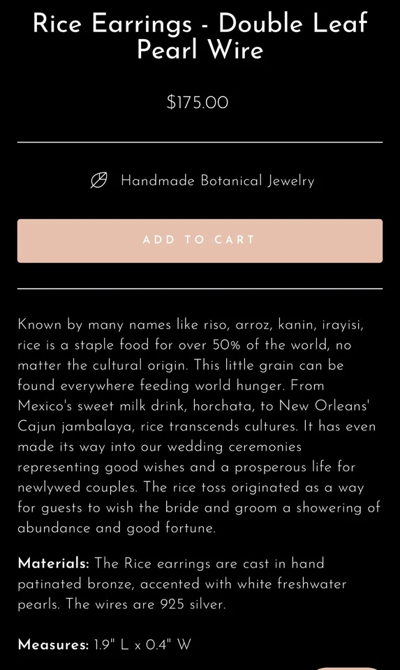 Pendientes de Arroz Michael Michaud Doble Hoja Perla Alambre Foto 2 de 4