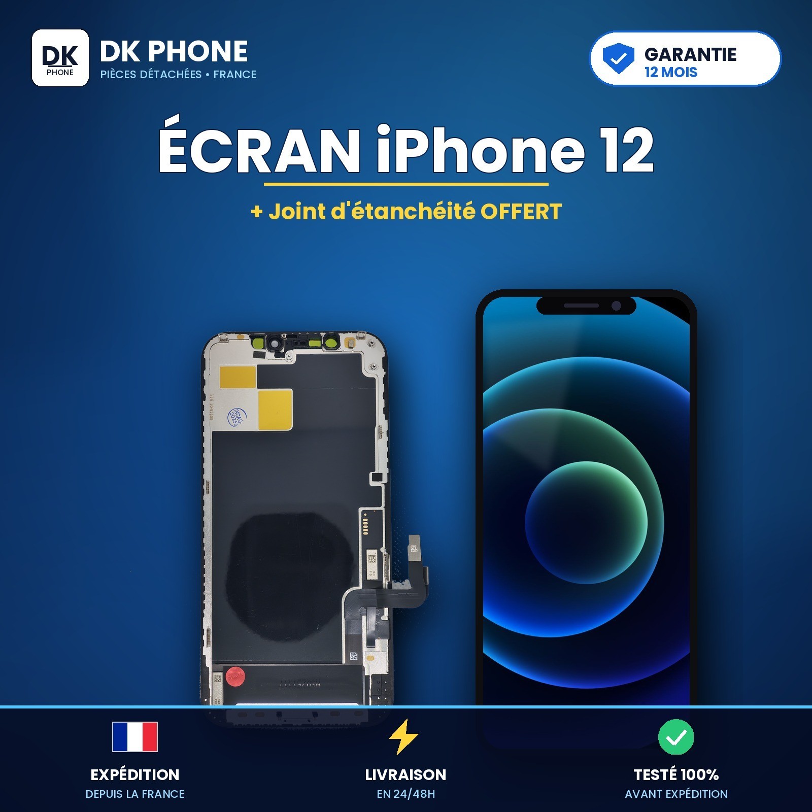 Écran LTPS iPhone 12 / 12 Pro SPARK Neuf avec Joint et Outils de Réparation